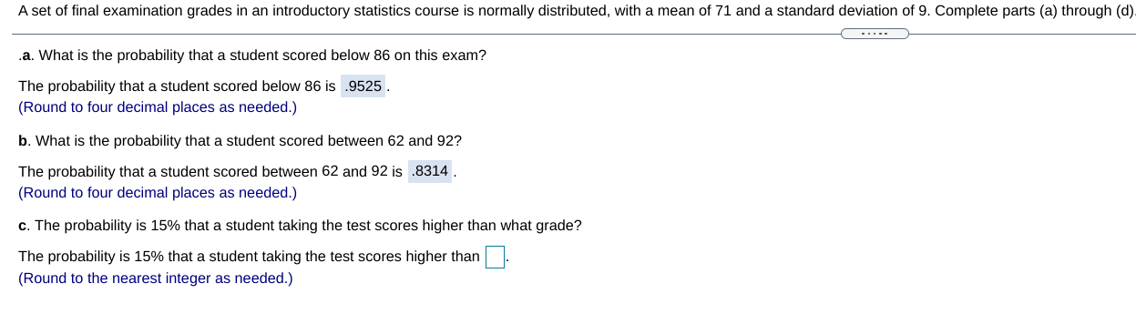 Solved A set of final examination grades in an introductory | Chegg.com