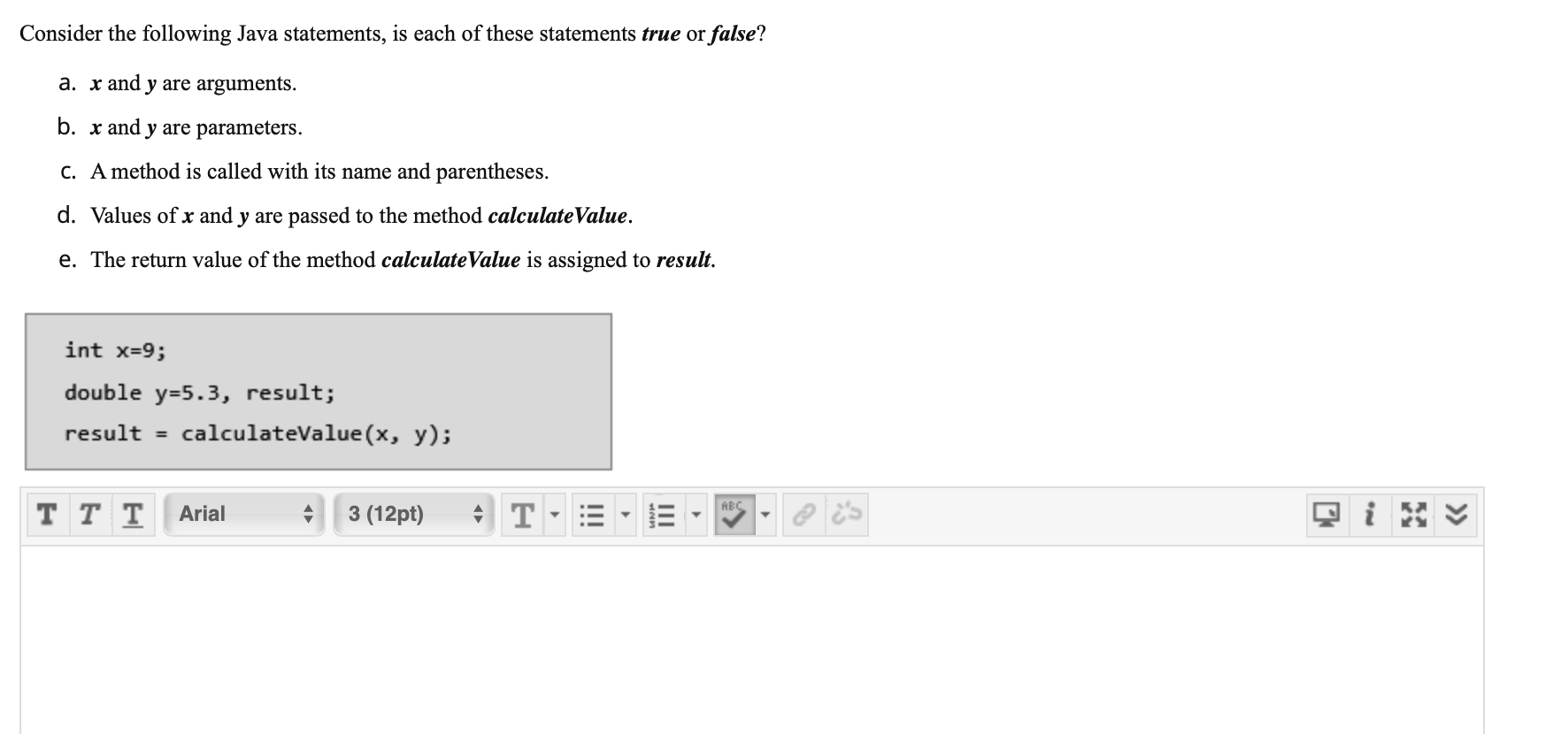 Solved Consider the following Java statements, is each of | Chegg.com