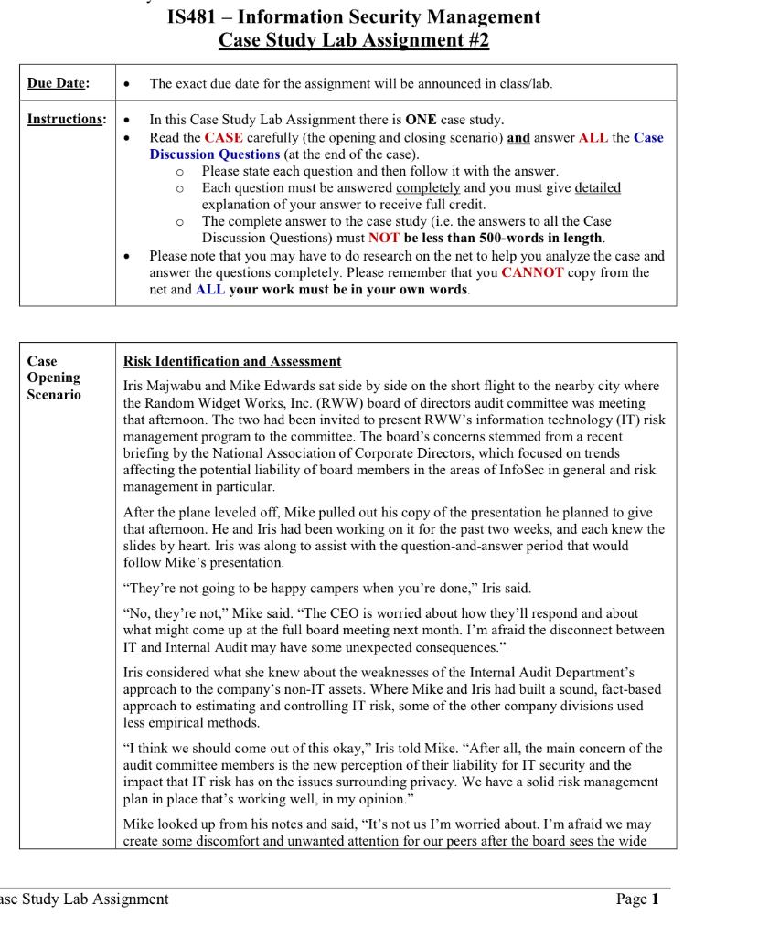 management information systems case study answers