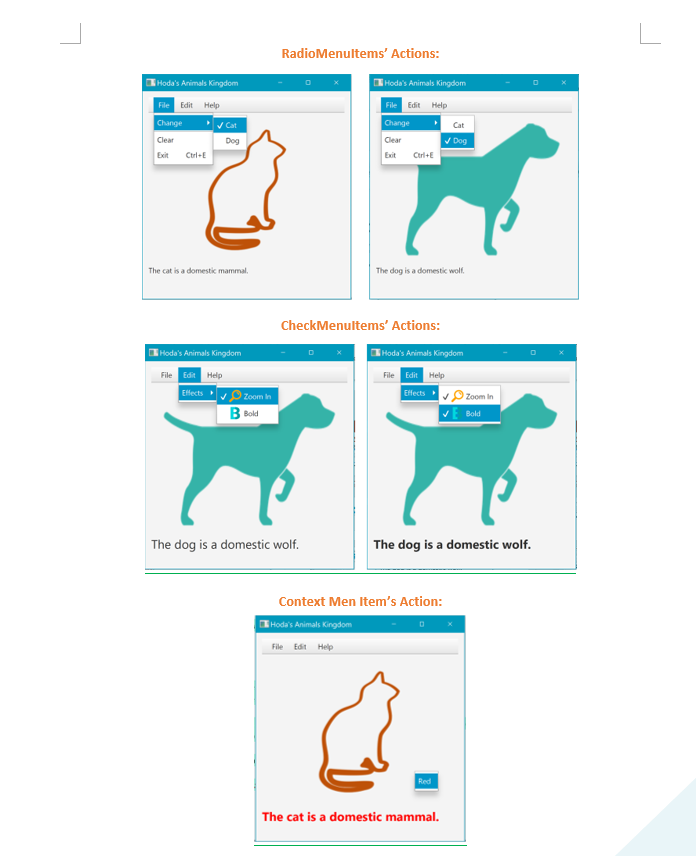 Exercise 1: Animals Kingdom Develop a javafx program 