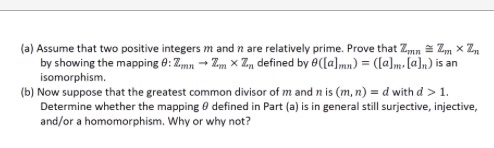 Solved (a) Assume that two positive integers m and n are | Chegg.com