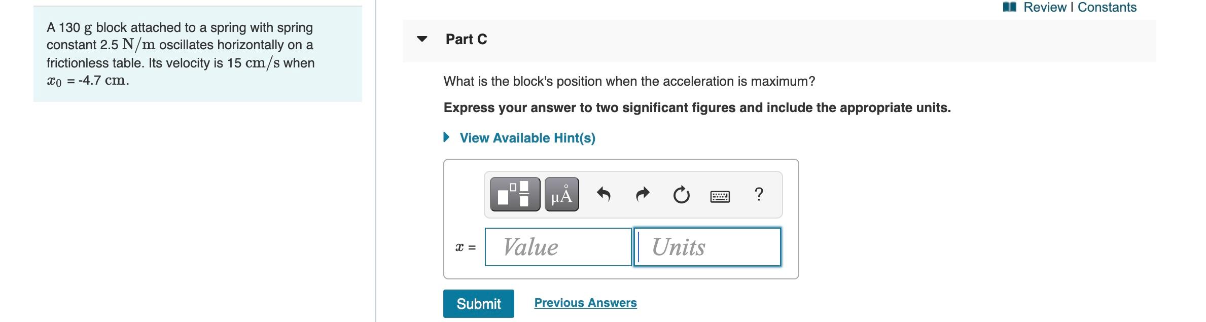 Solved Review Constants Part C A G Block Attached To A Chegg Com