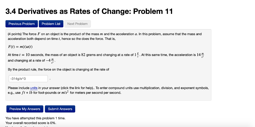 Solved 3.4 Derivatives as Rates of Change: Problem 11 | Chegg.com