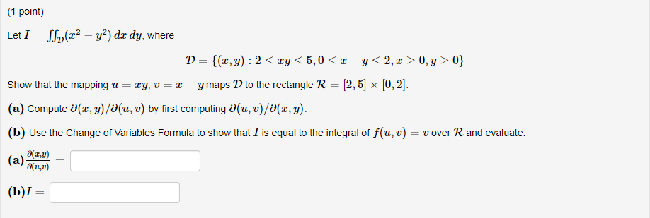 Solved 1 Point Let I S D 22 Yº Dx Dy Where D Chegg Com
