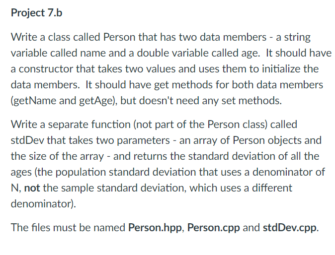 Solved C++ and can you write the Main function in a separate | Chegg.com