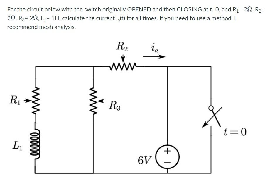 Solved Consider the circuit below with the switch closed and | Chegg.com