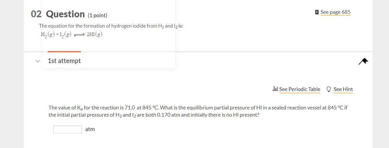Solved @ See page 685 02 Question (1 point) The equation for | Chegg.com