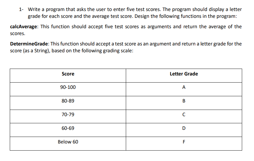 Solved 1- Write a program that asks the user to enter five | Chegg.com