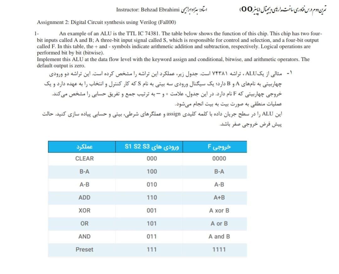 Solved استاد: بهزاد ابراہیمی Instructor: Behzad Ebrahimi | Chegg.com