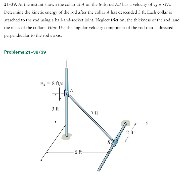 Solved 21-39. ﻿At the instant shown the collar at A ﻿on the | Chegg.com