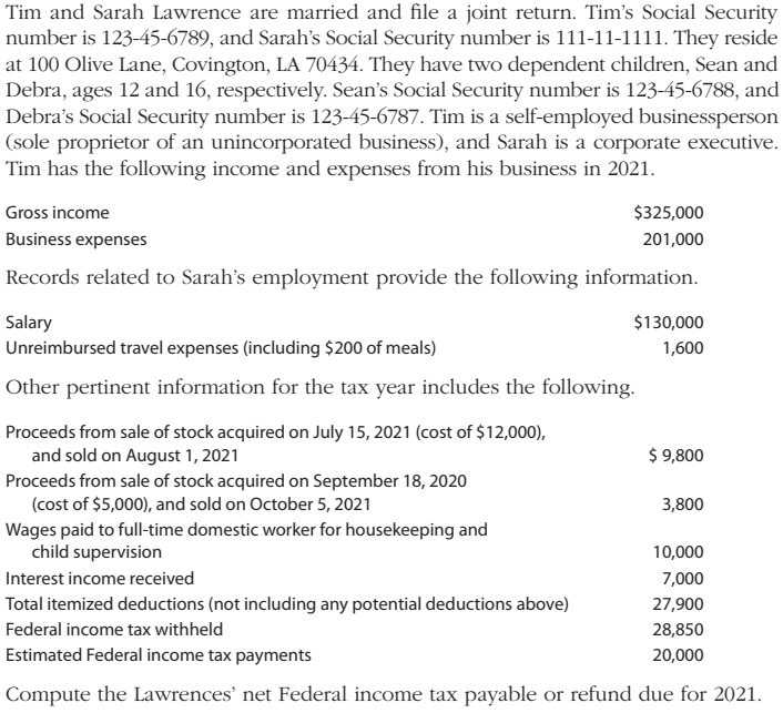Solved Could you post the answer in 2021 IRS tax return form | Chegg.com