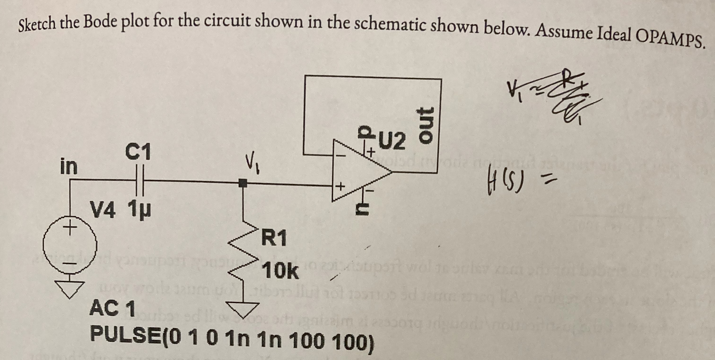 Solved Sketch the Bode plot for the circuit shown in the | Chegg.com