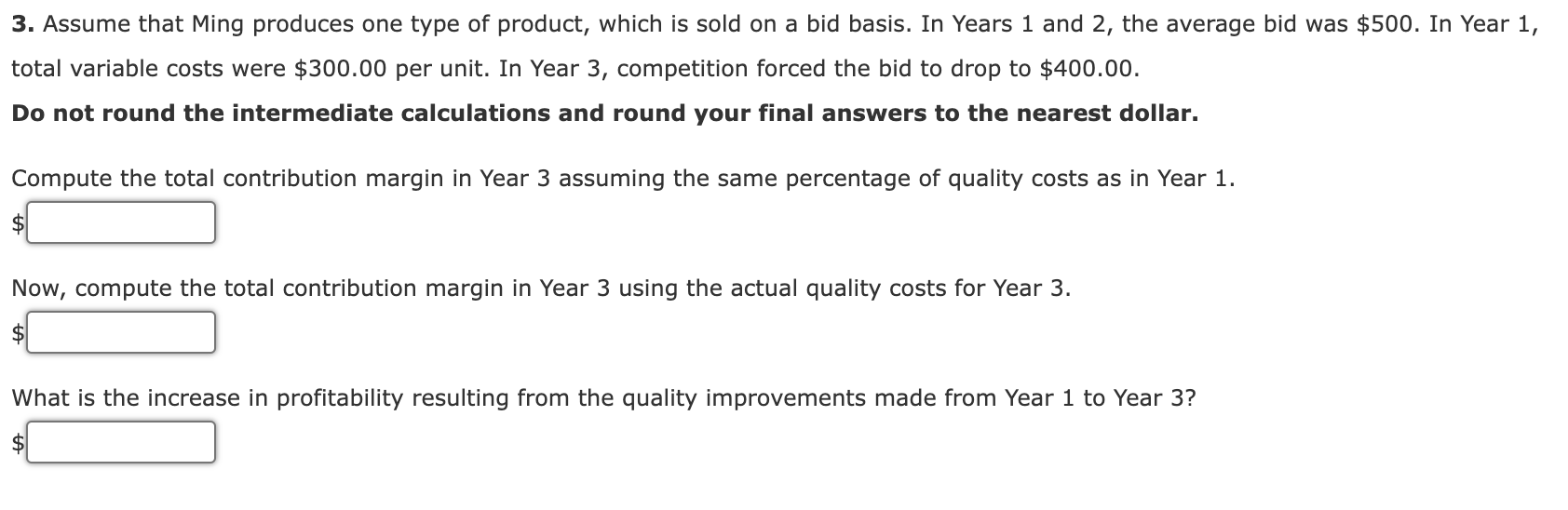 Solved Quality Improvement And Profitability Objective Ming | Chegg.com