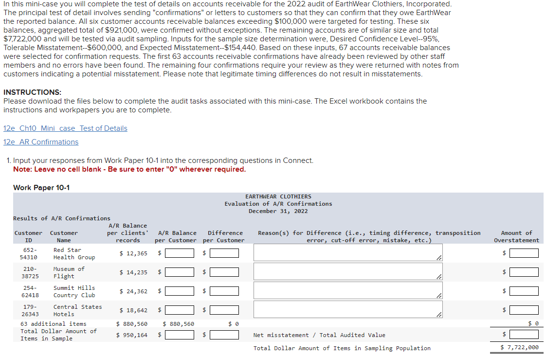 Solved In This Mini-case You Will Complete The Test Of 