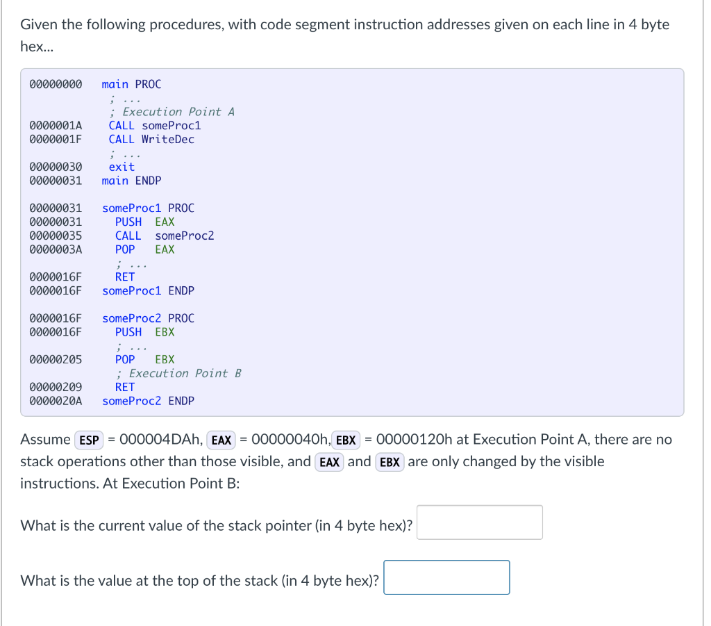 Solved Given the following procedures, with code segment | Chegg.com