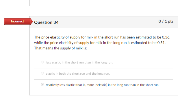 Solved Incorrect Question 11 0/1 pts When the price of | Chegg.com