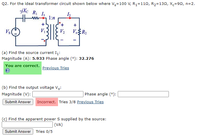 Solved Q2 For The Ideal Transformer Circuit Shown Below Chegg Com