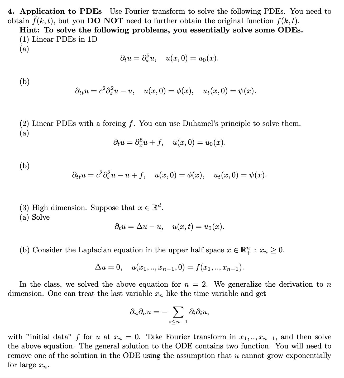 Solved 4. Application To PDEs Use Fourier Transform To Solve | Chegg.com