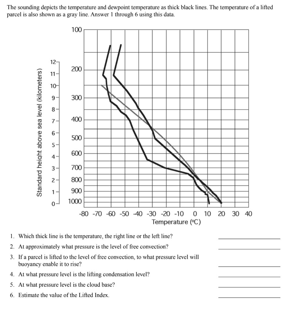 The Sounding Depicts The Temperature And Dewpoint Chegg Com