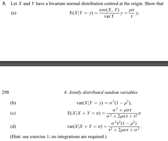5. Let X and Y have a bivariate normal distribution | Chegg.com