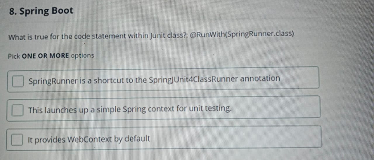 Solved Spring BootWhat is true for the code statement within