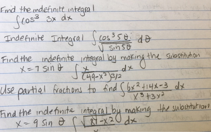Solved Find the indefinite integral Integral cos^3 3x dx | Chegg.com