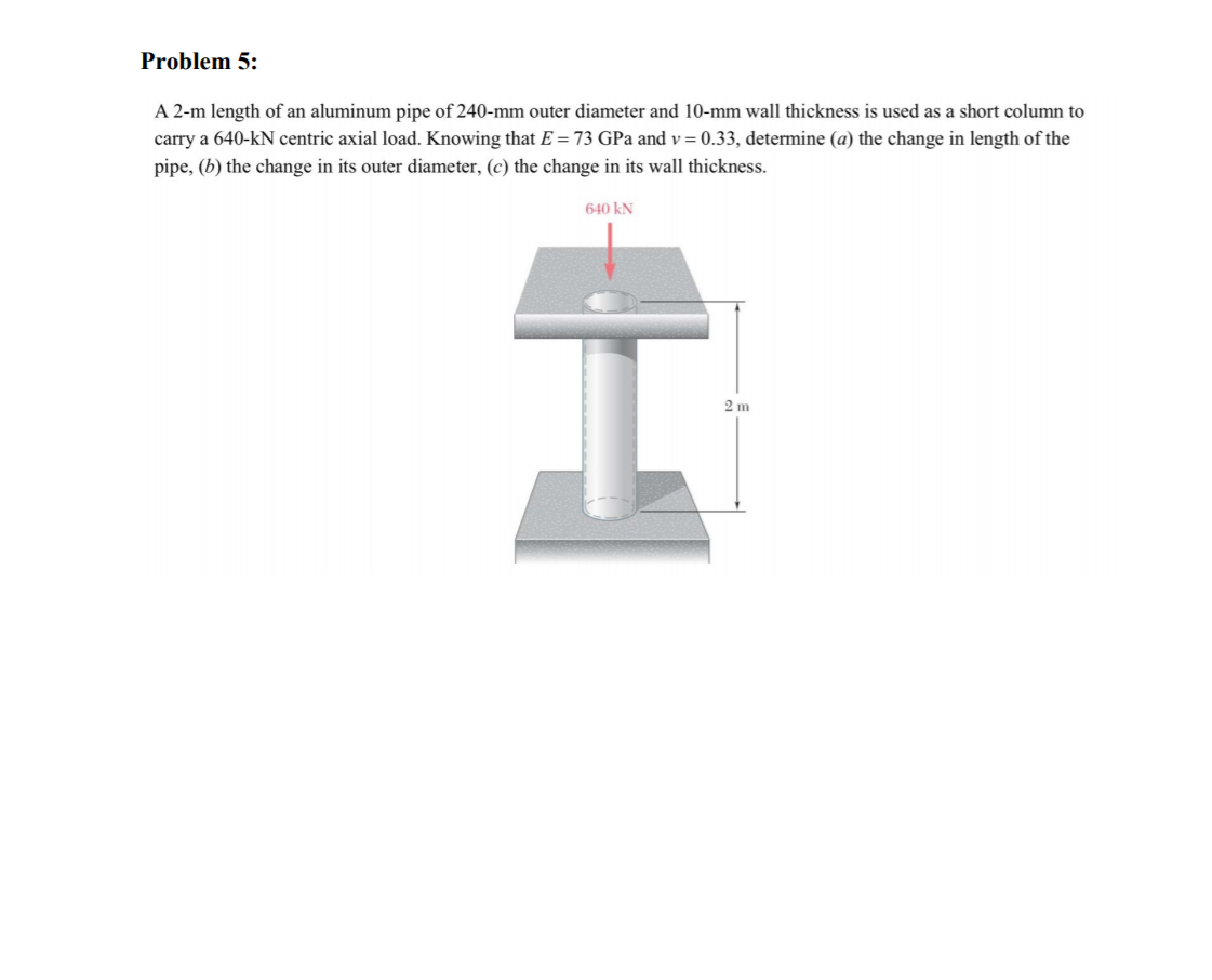 Solved Problem 5: A 2-m Length Of An Aluminum Pipe Of 240-mm | Chegg.com