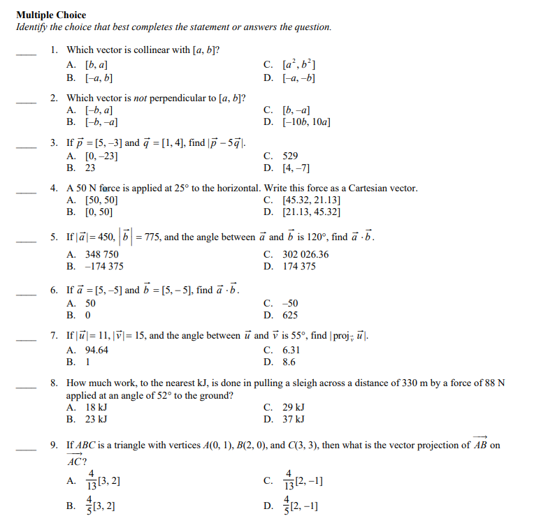 Solved A Multiple Choice Identify The Choice That Best | Chegg.com