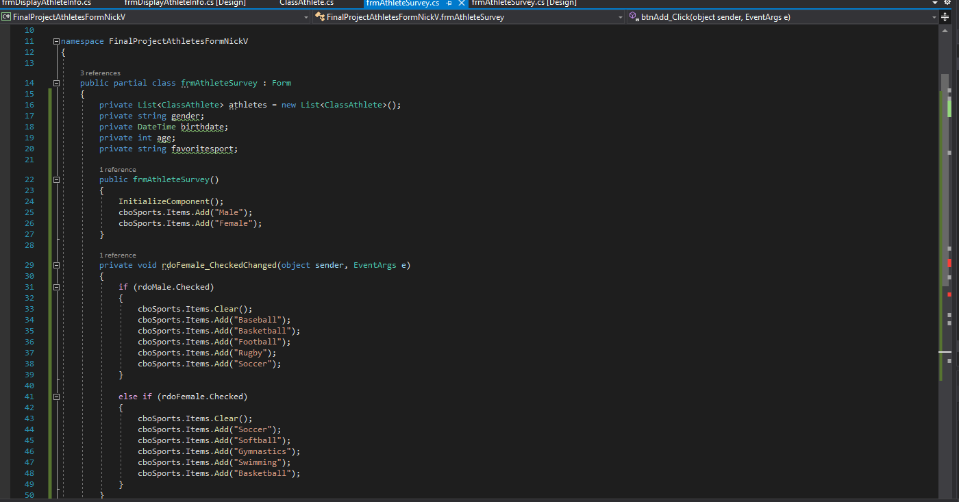 Solved I am working on a visual studio final project that is | Chegg.com