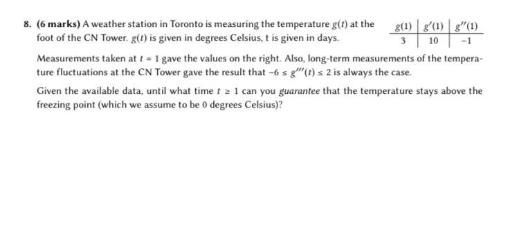 8 6 Marks A Weather Station In Toronto Is Measu Chegg Com