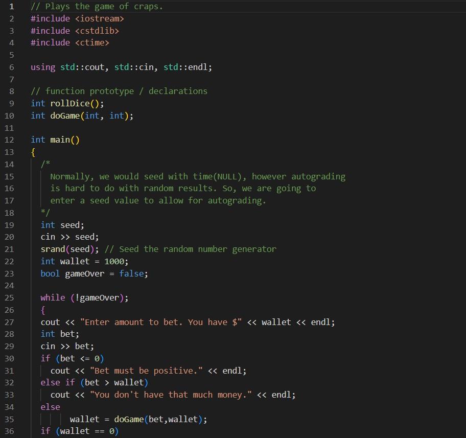 Solved Help Debug a Craps game in C++ The instructions say | Chegg.com