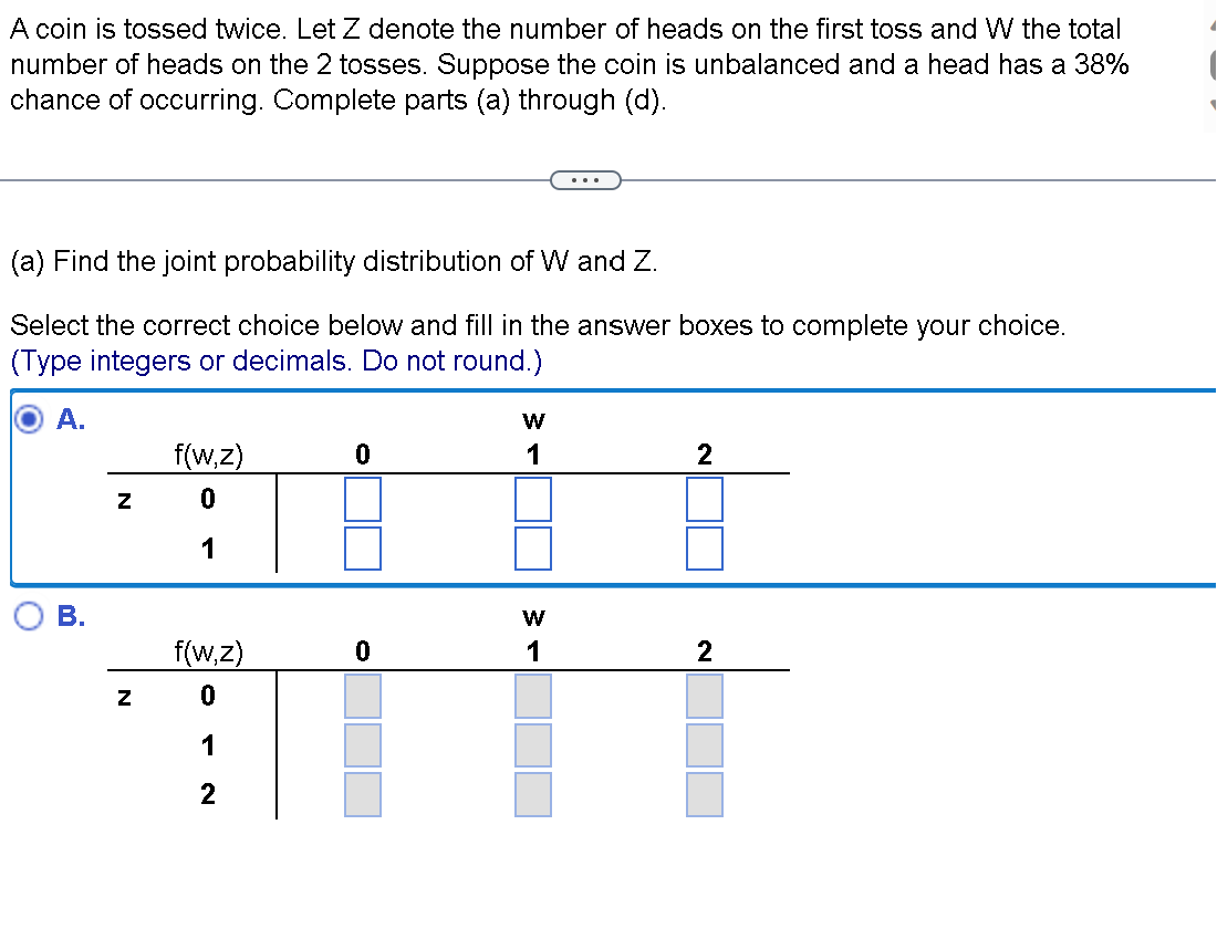 Solved A Coin Is Tossed Twice. Let Z Denote The Number Of | Chegg.com