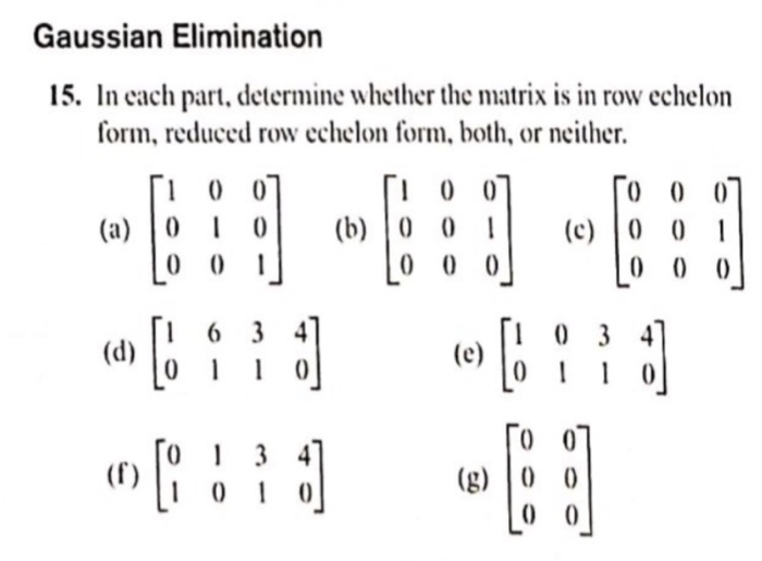 Solved Gaussian Elimination 15. In each part determine Chegg