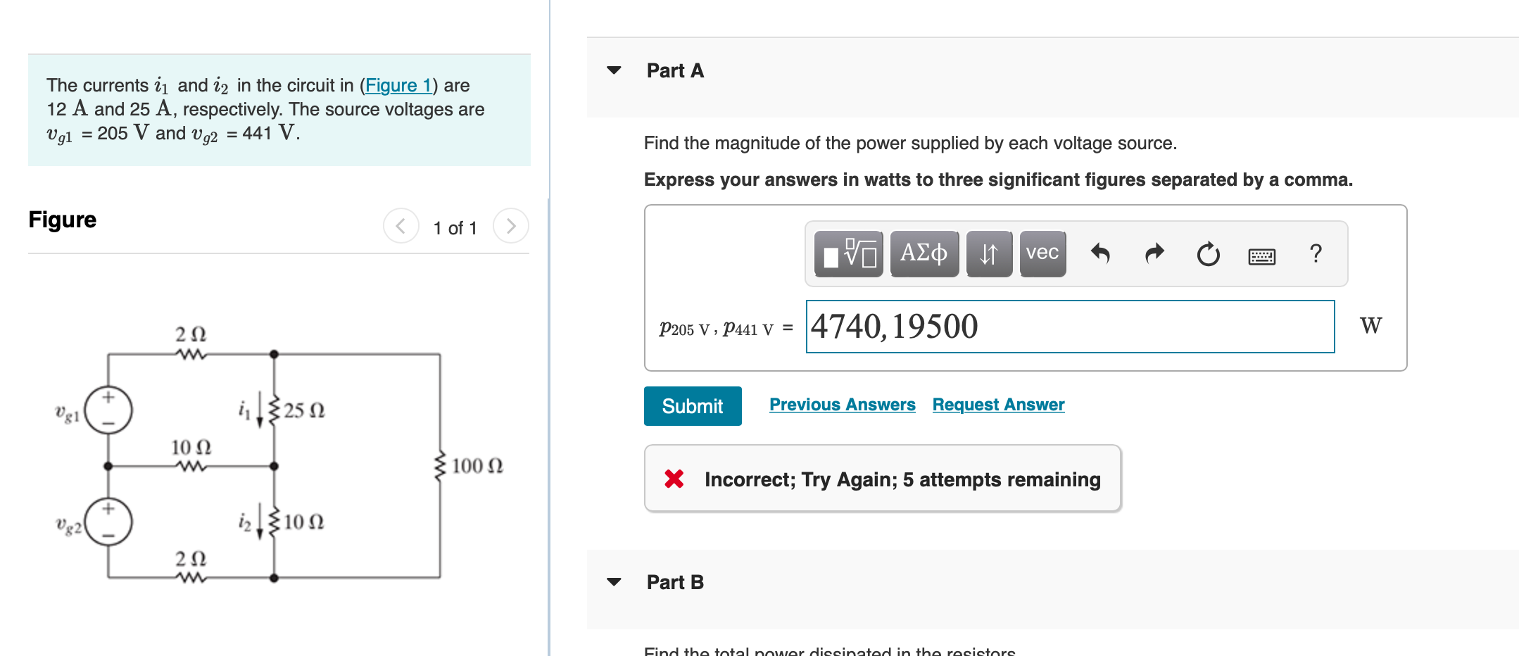 Solved The currents i1 i 1 and i2 i 2 in the circuit in | Chegg.com