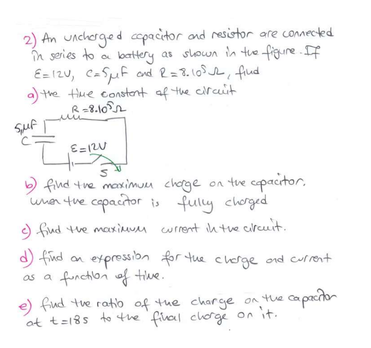 Solved An charged capacitor and resistor are connected in