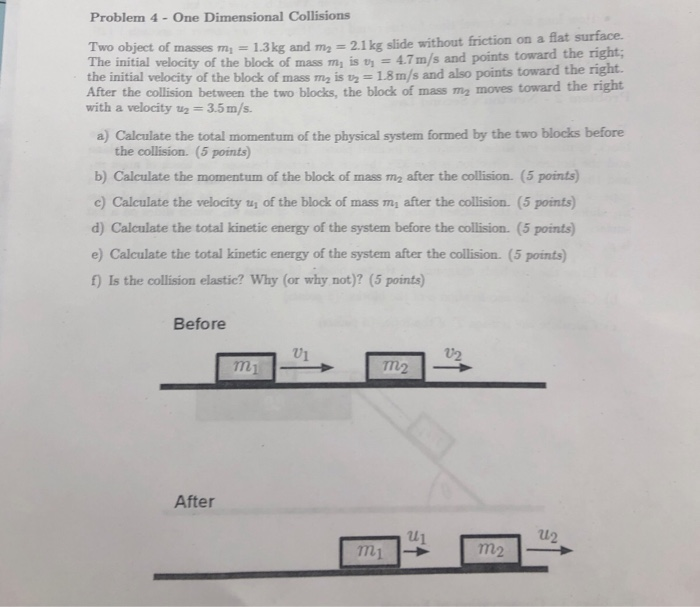 Solved Problem 4-One Dimensional Collisions Two Object Of | Chegg.com