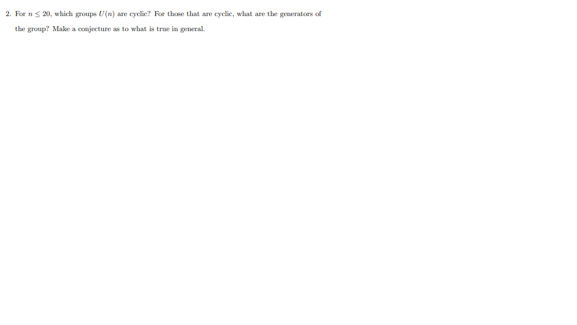 FOR WHAT N IS U N CYCLIC intelligence overview