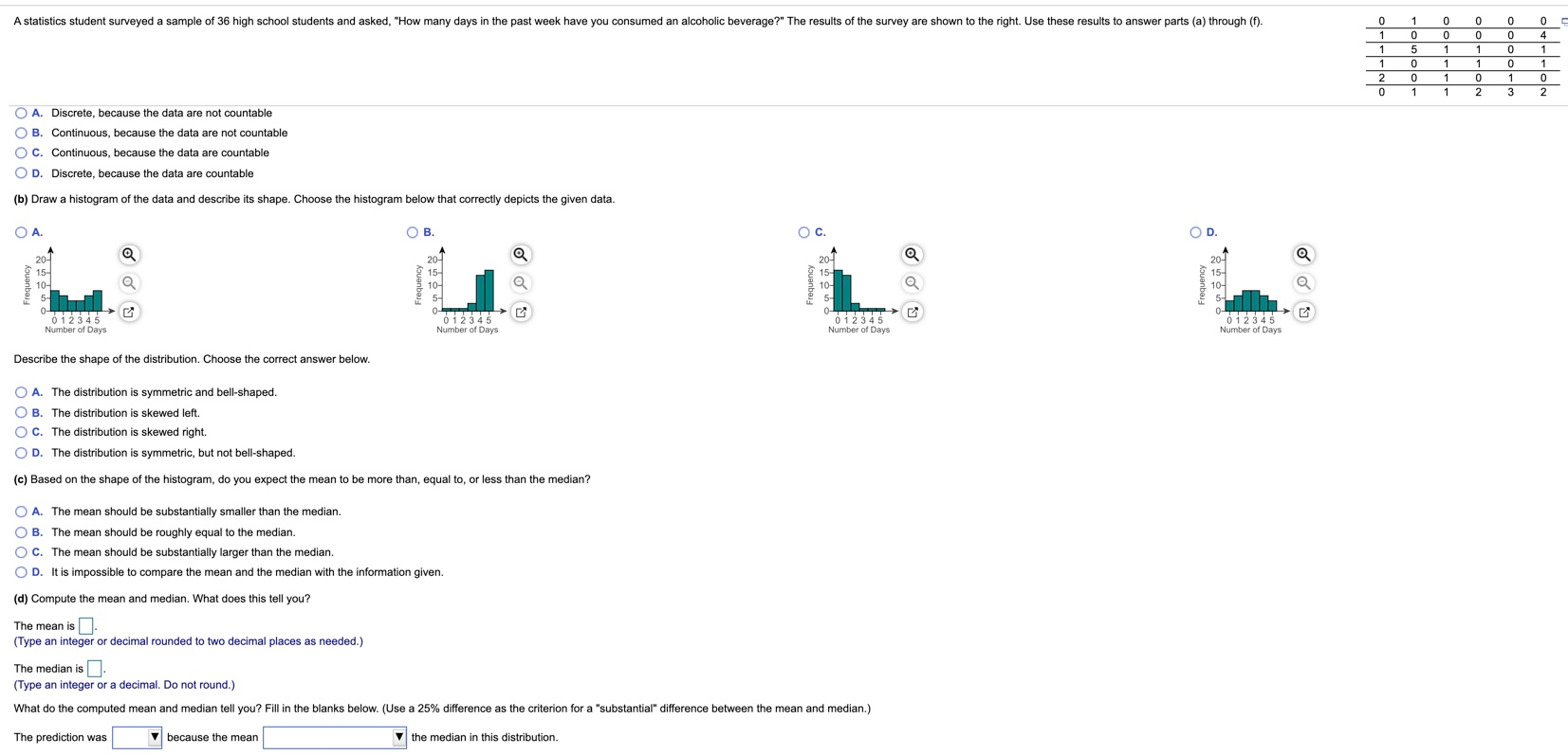 Solved A statistics student surveyed sample of 36 high | Chegg.com