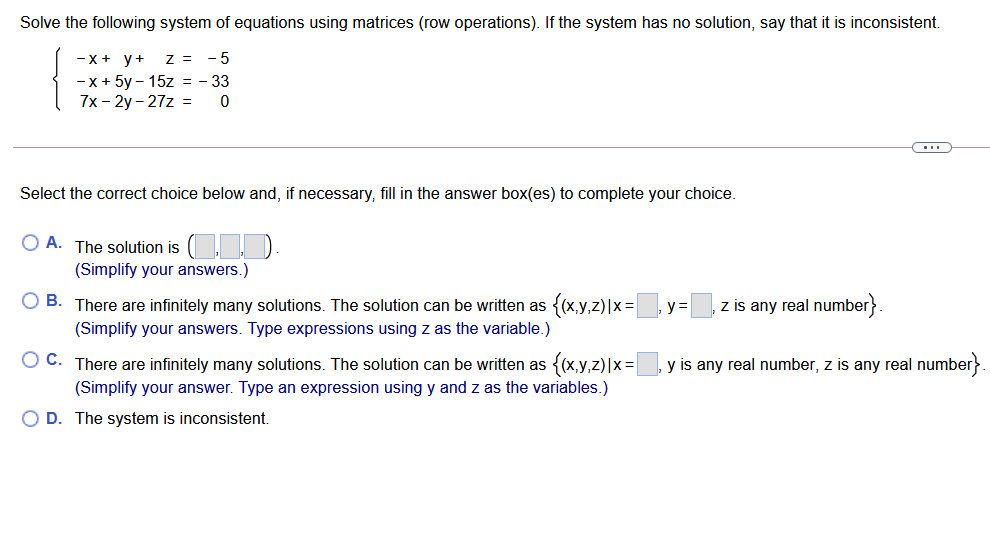 Solved Solve the following system of equations using | Chegg.com