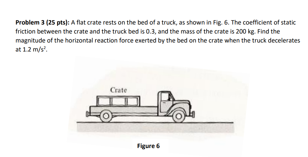 Solved Problem 3 (25 pts) A flat crate rests on the bed of