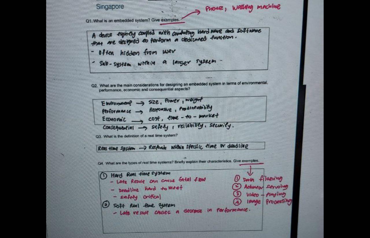 Solved Q1. What is an embedded system? Give examples. A | Chegg.com