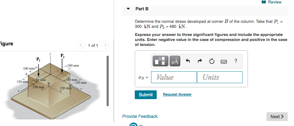 Solved Review Part A Figure 1 of 1 Determine the normal | Chegg.com