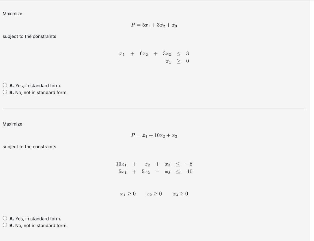 Solved Maximize P 5x1 3x2 X3 Subject To The Constraints