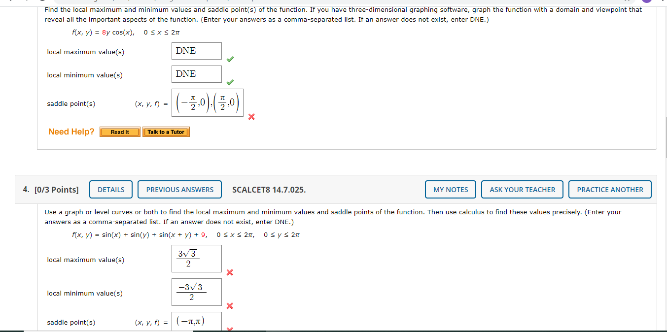 Solved Find the local maximum and minimum values and saddle | Chegg.com