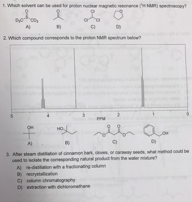 Solved Which solvent can be used for proton nuclear magnetic | Chegg.com