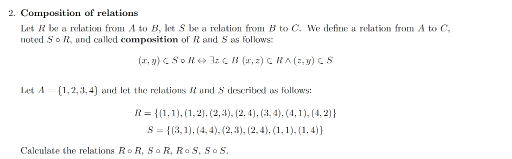 Solved 2. Composition of relation:s Let R be a relation from | Chegg.com