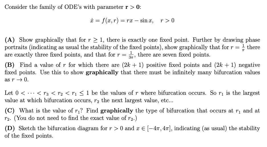 Solved Consider the family of ODE's with parameter r > 0