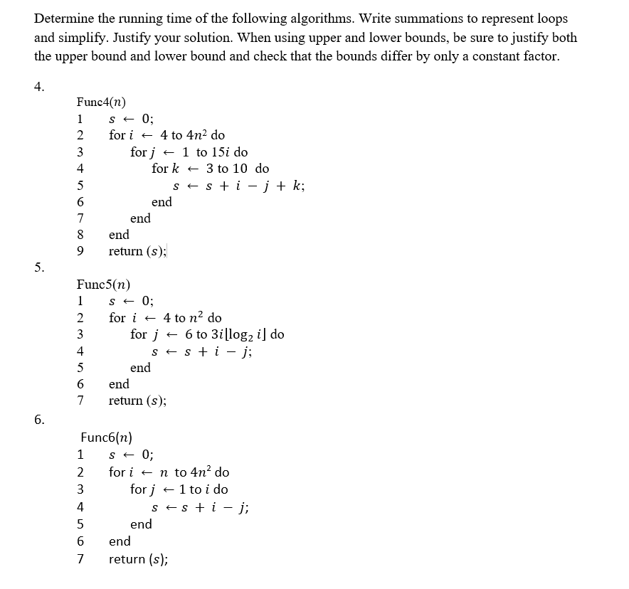 What Is The Running Time Of The Following Algorithm Procedure A N