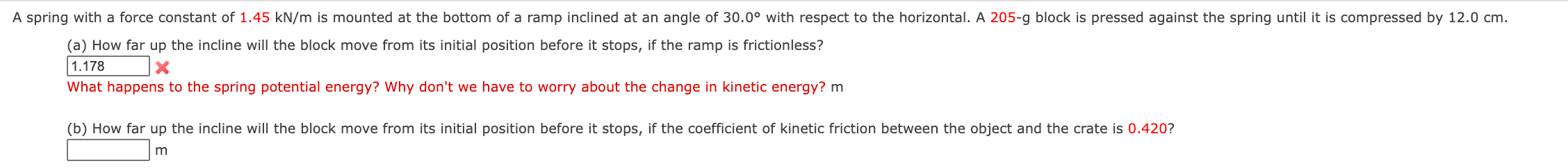 Solved A spring with a force constant of 1.45 kN/m is | Chegg.com