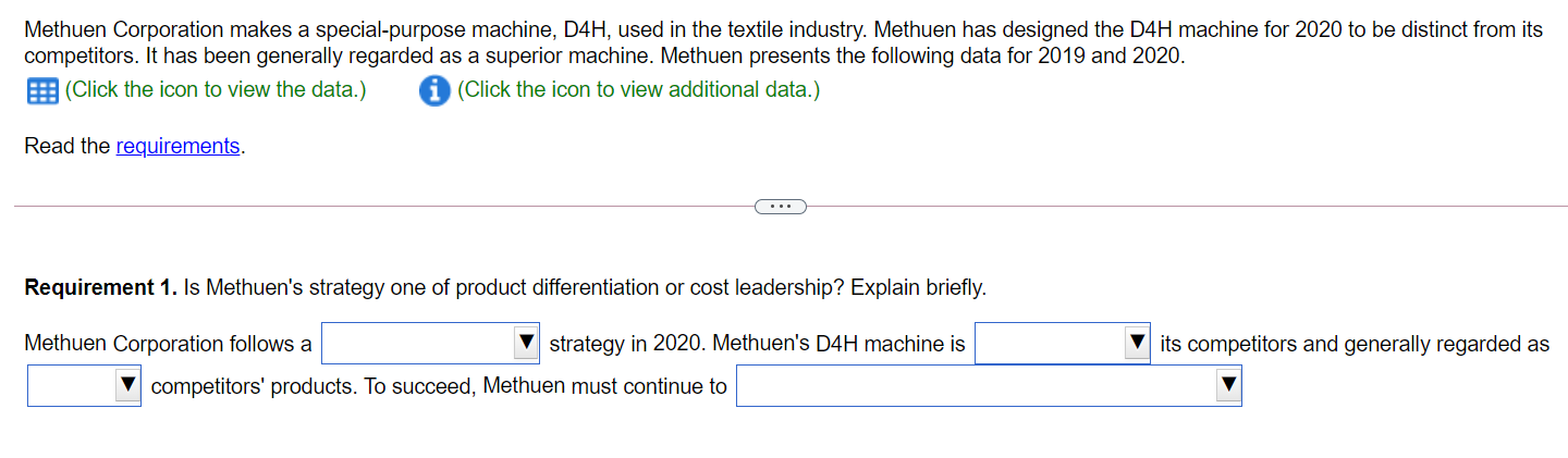 Solved Methuen Corporation makes a special-purpose machine, | Chegg.com